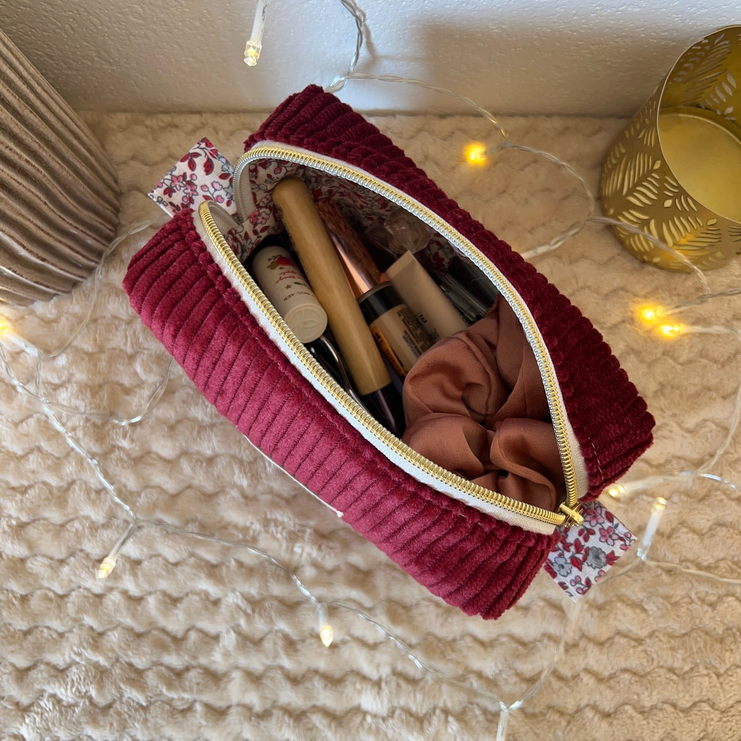Trousse à maquillage rouge cerise