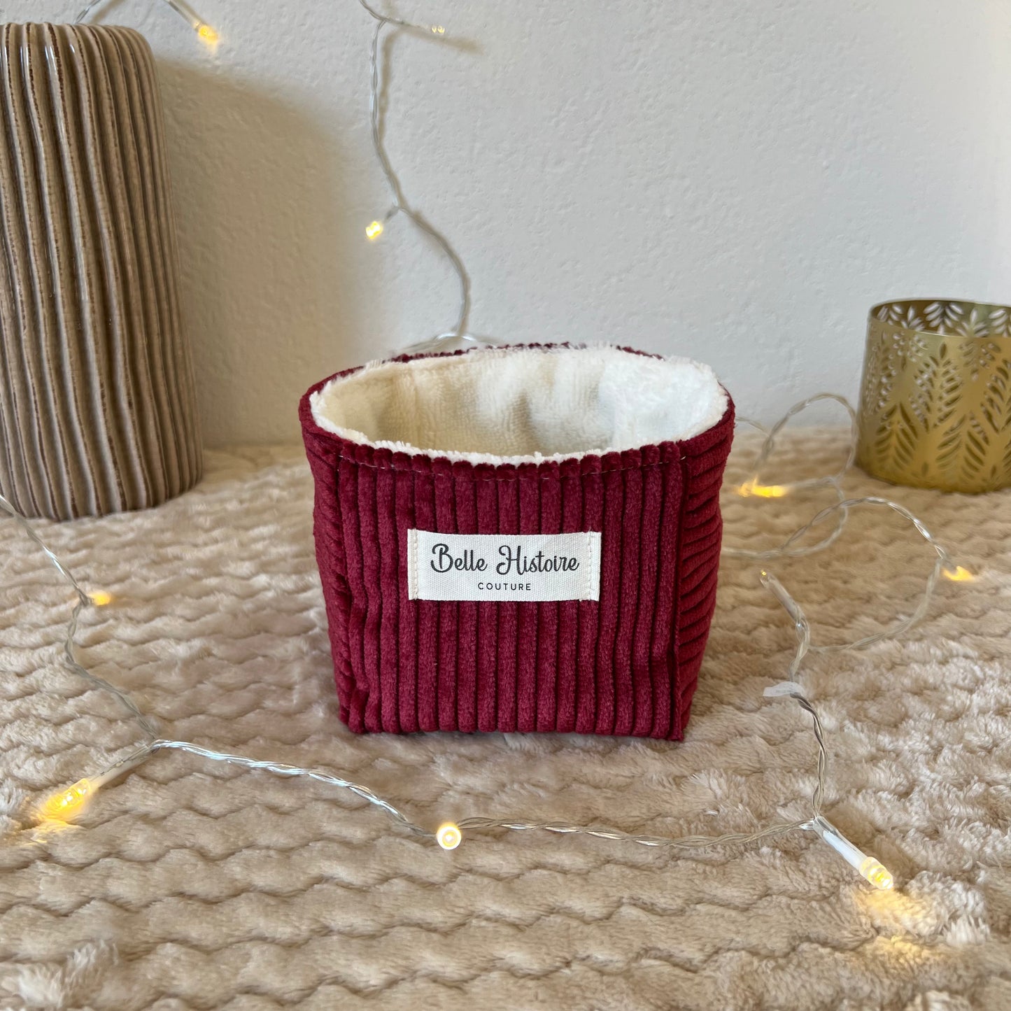 Panière rouge cerise éponge bambou