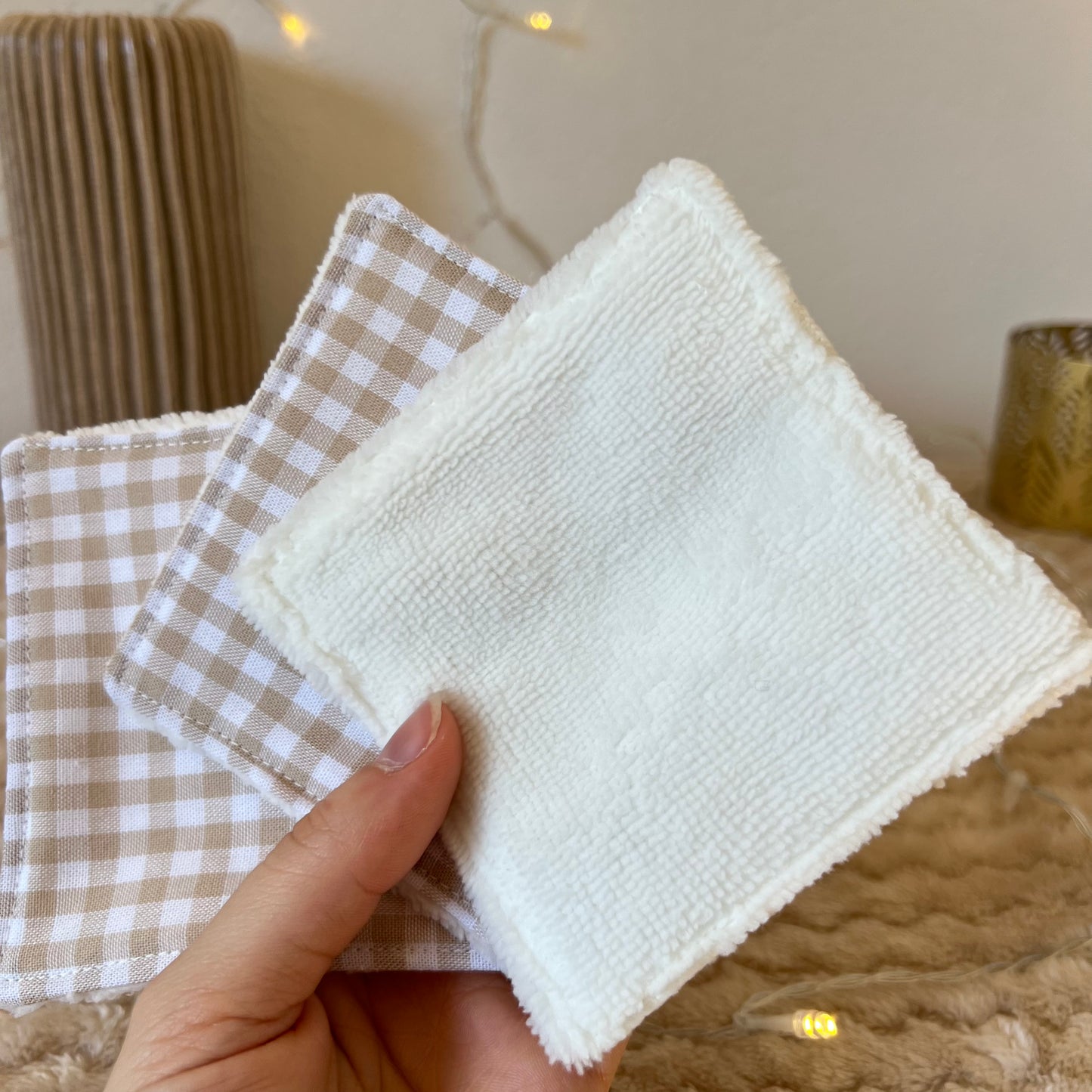 Panière blanche et ses 6 cotons lavables assortis