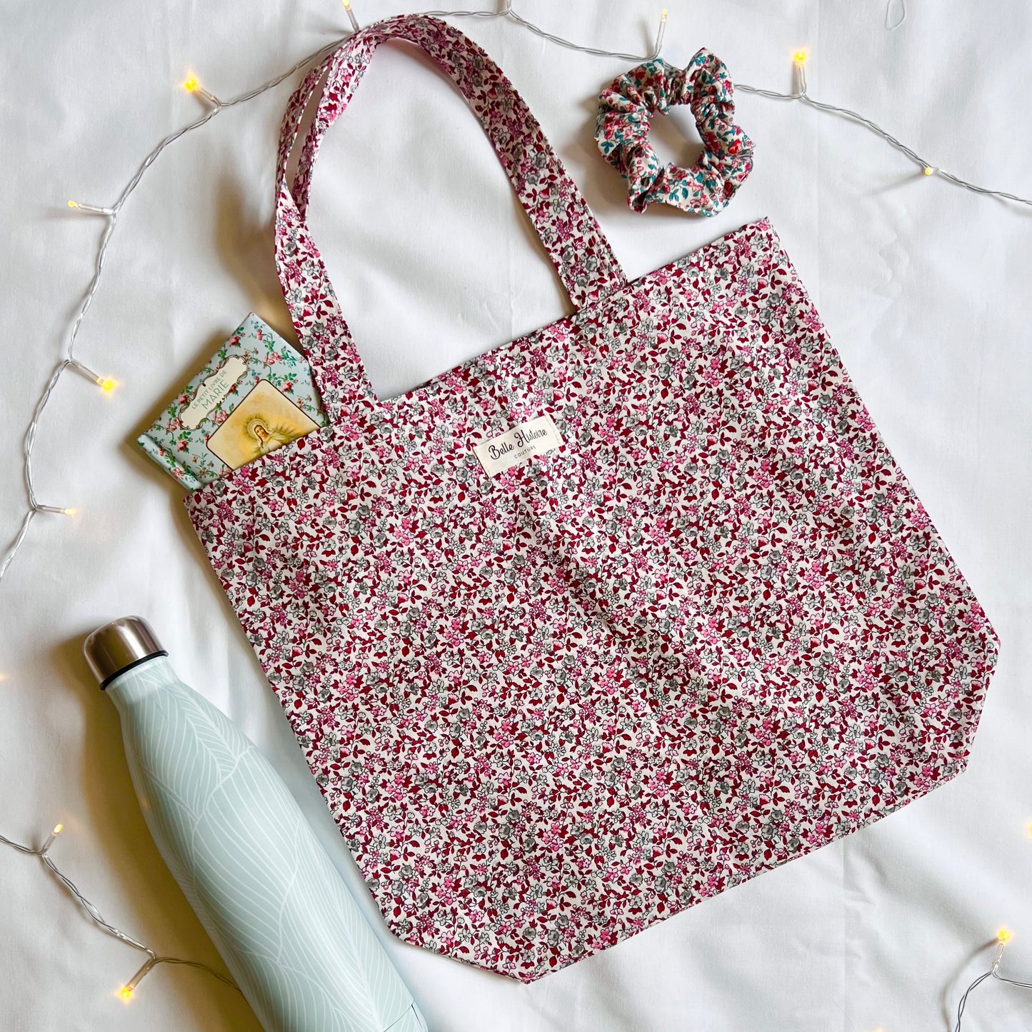 Tote bag fleurs rouge