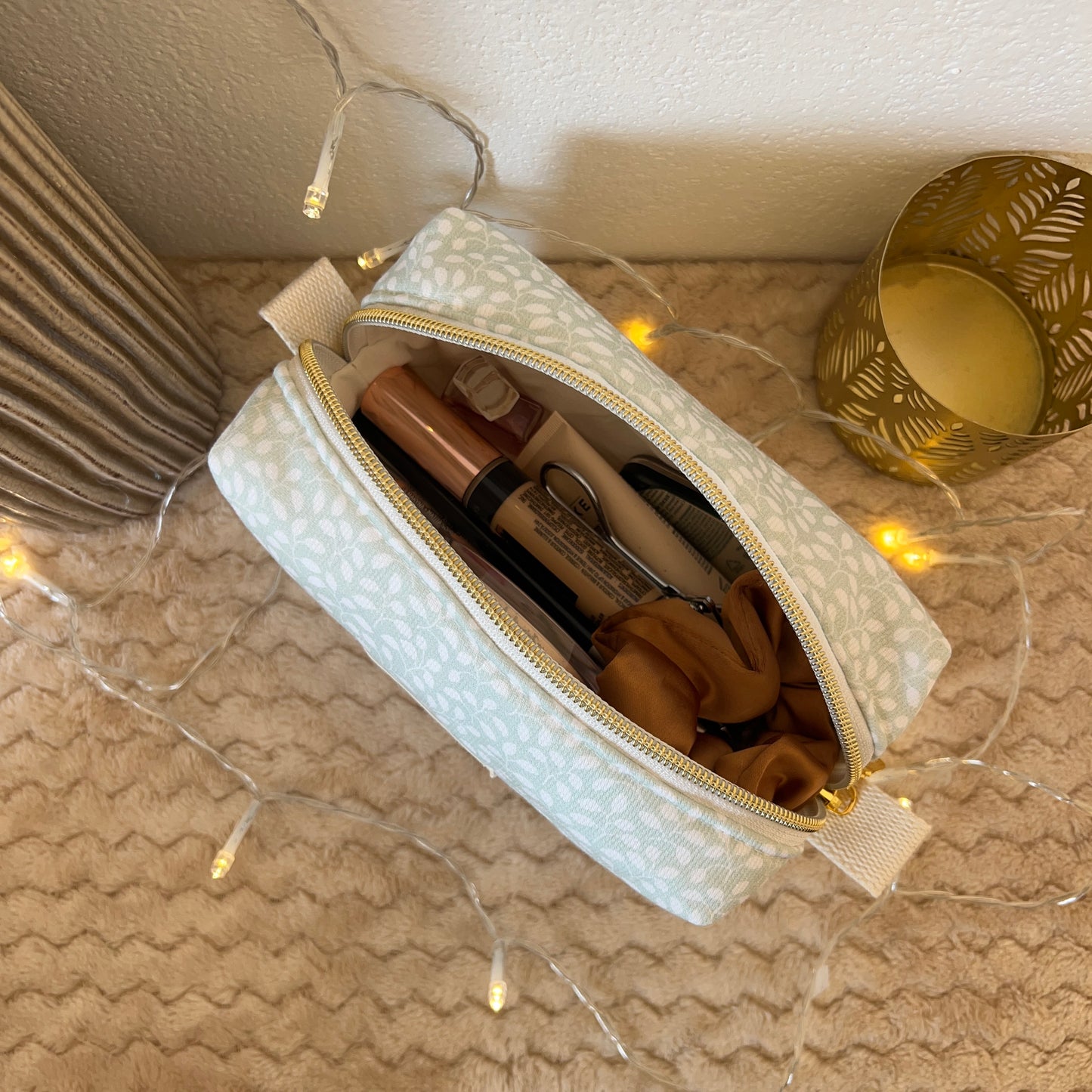 Trousse à maquillage petites feuilles