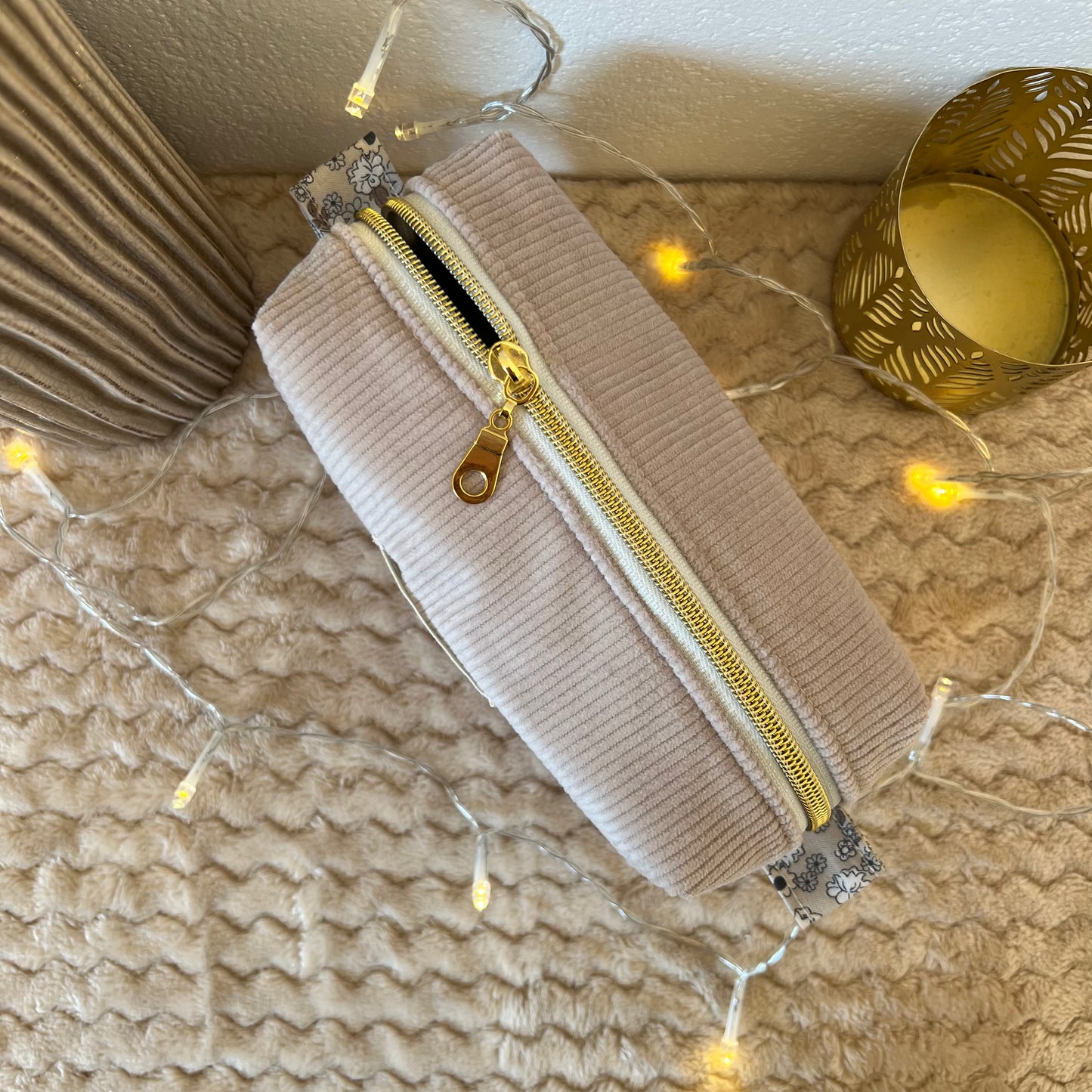 Trousse à maquillage beige