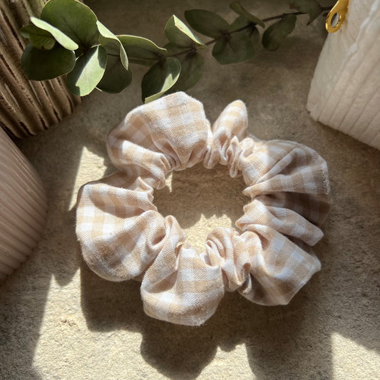 Chouchou vichy beige petits carreaux