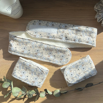 Bandeau et manchettes de soins fleurs beige