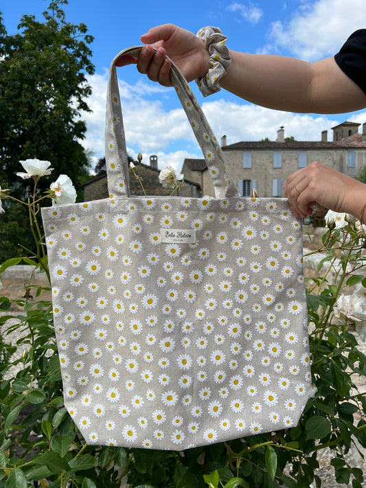 Tote bag motif marguerites