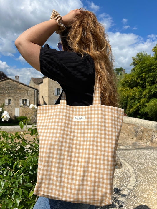 Tote bag vichy moutarde